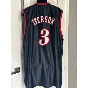 Allen Iverson Philadelphia 76ers Authentic Reebok Jersey Black Size 56 NBA Y2K